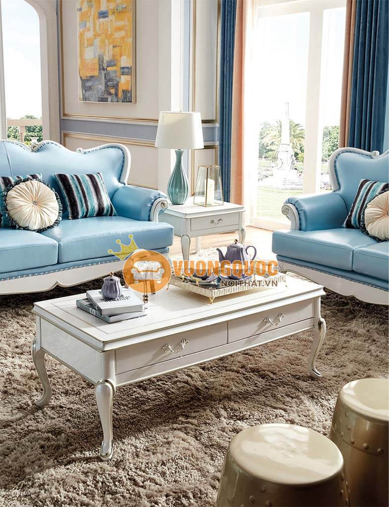 Ghế sofa phòng khách tân cổ điển xanh dương  TSL G915S